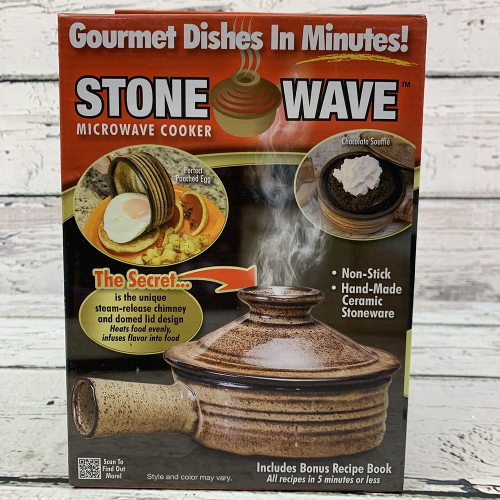 Stone Wave Microwave Cooker Gourmet Dishes in Minutes Bonus Recipe‎ Book New